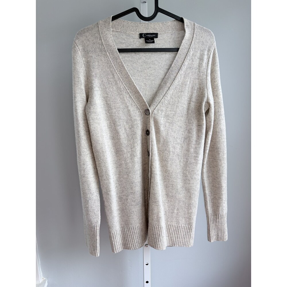 Bloomingdale's 100% 2-Ply Cashmere Oatmeal V-Neck Button Cardigan Size XS